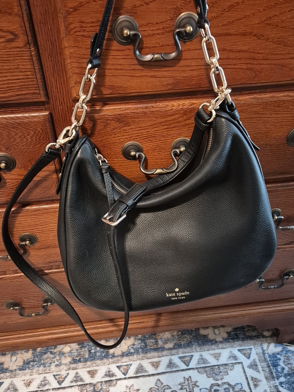 KATE SPADE Black Pebbled Leather Shoulder Bag
